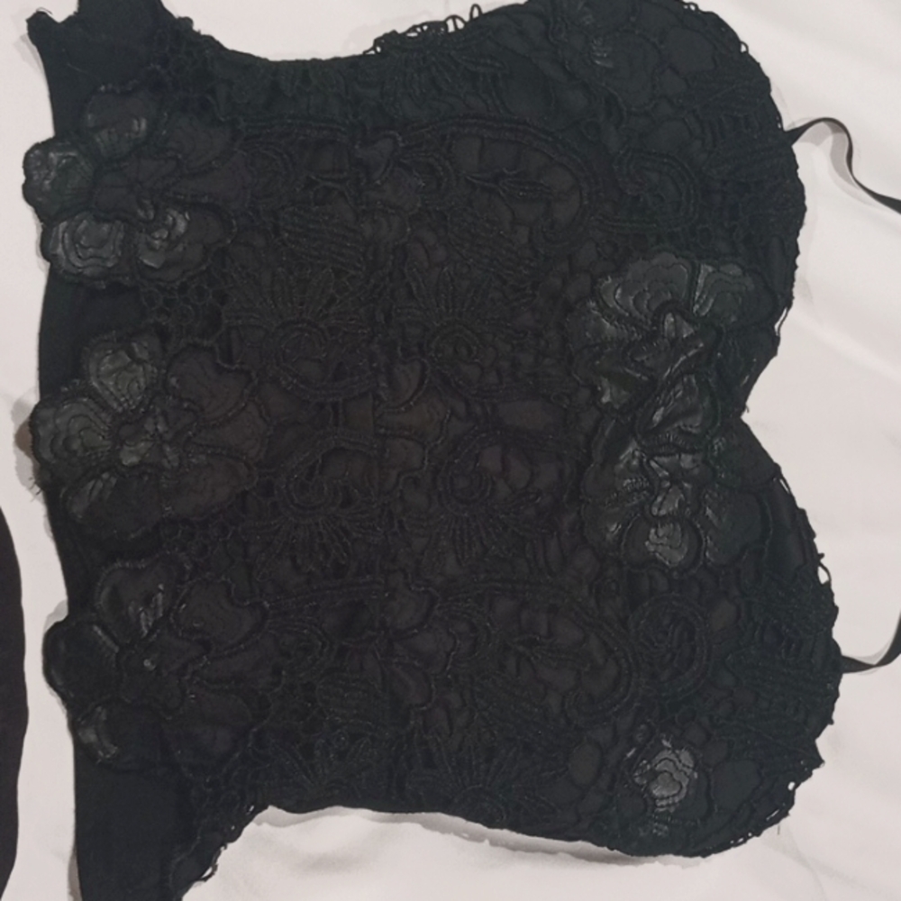 Charlotte Russe black lace flowers top